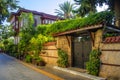 Turkey, Antalya, October 14, 2018. Cozy apartment building with many green plants.