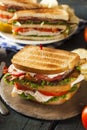 Turkey and Bacon Club Sandwich Royalty Free Stock Photo
