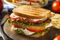 Turkey and Bacon Club Sandwich Royalty Free Stock Photo