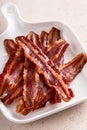 Turkey bacon cooked on a serving plate