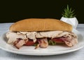 Turkey blt   sub with bacon lettuce tomato Royalty Free Stock Photo