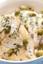 turkey breast baked with green olives and tyme