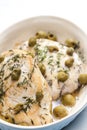 turkey breast baked with green olives and tyme