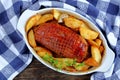 Turkey breast baked with potato wedges Royalty Free Stock Photo