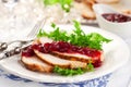 Turkey breast with cranberry sauce Royalty Free Stock Photo