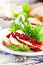 Turkey breast with cranberry sauce Royalty Free Stock Photo