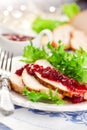 Turkey breast with cranberry sauce Royalty Free Stock Photo