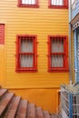 Turkey building exterior. Colorful walls, and windows.