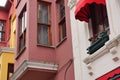 Turkey building exterior. Colorful walls, and windows.