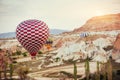 Turkey Cappadocia beautiful balloons flight stone landscape Royalty Free Stock Photo