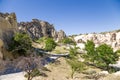 Turkey, Cappadocia. General view of the ancient cave monastery complex in Goreme National Park Royalty Free Stock Photo