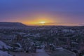 Turkey. Cappadocia. Lunar landscape. Cave. Sunrise