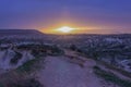 Turkey. Cappadocia. Lunar landscape. Cave. Sunrise