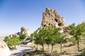 Turkey, Cappadocia. The ruins of the monastery complex at the Open Air Museum of Goreme. Royalty Free Stock Photo