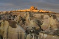 Turkey. Cappadocia. View on rock-castle of Uchisar Royalty Free Stock Photo