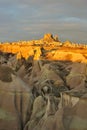 Turkey. Cappadocia. View on rock-castle of Uchisar Royalty Free Stock Photo