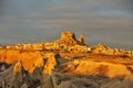 Turkey. Cappadocia. View on rock-castle of Uchisar Royalty Free Stock Photo