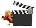 Turkey cartoon character with clapboard