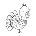 Turkey cartoon farm animal isolated icon on white background line style Royalty Free Stock Photo
