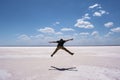 Turkey, Central Anatolia, man, Lake Tuz, Tuz Golu, Salt Lake, jumping, happens, freedom, jump