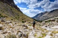 Turkey, Chamard - August 3, 2019: Tourist take photo of the mountain landscape in the Turkish national Park aladag in