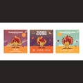 Turkey Character Design Pose In Greeting Card Design