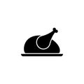 Turkey or chicken on a plate icon. Simple glyph vector of Christmas, New Year and holidays set for UI and UX, website or mobile