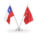 Turkey and Chile table flags isolated on white 3D rendering
