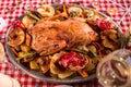 Turkey on CHristmas decorated table Royalty Free Stock Photo