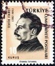 TURKEY - CIRCA 1965: A stamp printed in Turkey from the `Cultural Celebrities` issue shows poet Tevfik Fikret, circa 1965.