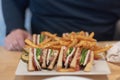 Turkey club with fries Royalty Free Stock Photo