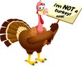 Scared Turkey Cartoon Characters Masked As A Pig Holds A Sign With An Inscription Royalty Free Stock Photo