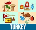 Turkey concept banner, cartoon style