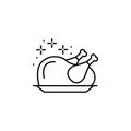 Turkey, cooked icon. Simple line, outline vector of Thanksgiving day icons for ui and ux, website or mobile application