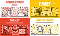 Turkey country banner set, outline style Royalty Free Stock Photo