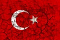 turkey country flag painted on a cracked grungy wall Royalty Free Stock Photo