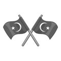 Turkey crossed flags icon, gray monochrome style Royalty Free Stock Photo