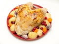 Turkey crown with stuffing and vegetables