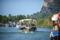 TURKEY, DALYAN, MUGLA - JULY 19, 2014: Touristic River Boats wit