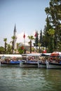 TURKEY, DALYAN, MUGLA - JULY 19, 2014: Touristic River Boats wit