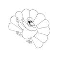 Turkey dancing. Sketch of funny cute cartoons bird hand drawn art design stock vector illustration