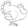 Turkey drawn in outline, coloring, isolated object on a white background, farm, vector illustration, Royalty Free Stock Photo