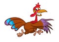 Turkey Escape Cartoon Character with contour. Thanksgiving Vector Illustration outlines Isolated on white.