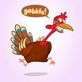 Turkey Escape Cartoon Character. Thanksgiving Vector Illustration Isolated on white.