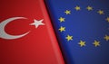 Turkey and European Union flags. 3D rendered illustration