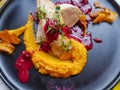 Turkey fillet with pumpkin puree with lingonberry sauce