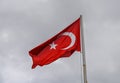 Turkey flag against cloudy sky in winter 1 Royalty Free Stock Photo