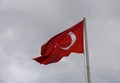 Turkey flag against cloudy sky in winter 2 Royalty Free Stock Photo