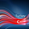 Turkey flag background. Abstract turkish flag in the blue sky. National holiday card design. State banner, turkey poster, Royalty Free Stock Photo