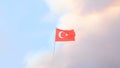 Turkey flag close-up on a background of forest fire smoke clouds. Selective focus. Royalty Free Stock Photo